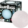 Pink NeeDoh Snowball squishy resting on a desk