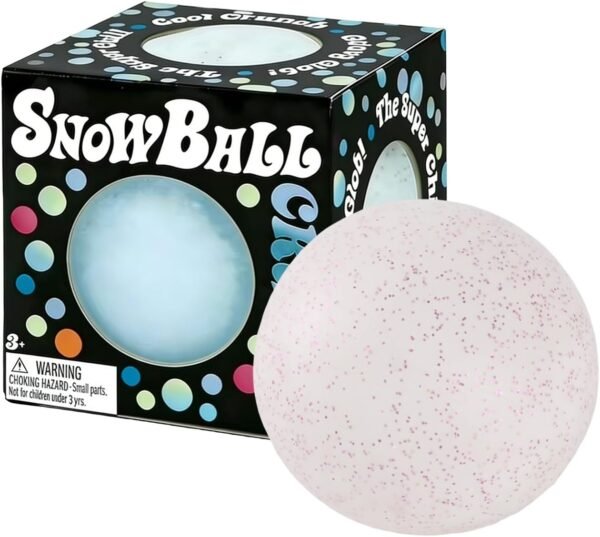 Pink NeeDoh Snowball squishy resting on a desk