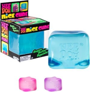 p01_Schylling_needoh_nice_cube_tra-1.jpg Translucent blue NeeDoh Nice Cube Super Solid Squish sensory toy