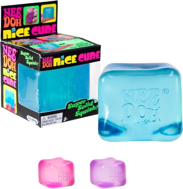p01_Schylling_needoh_nice_cube_tra-1.jpg Translucent blue NeeDoh Nice Cube Super Solid Squish sensory toy