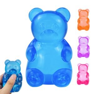 Blue NeeDoh Gummy Bear Taba Squishy jelly squeeze toy in hand