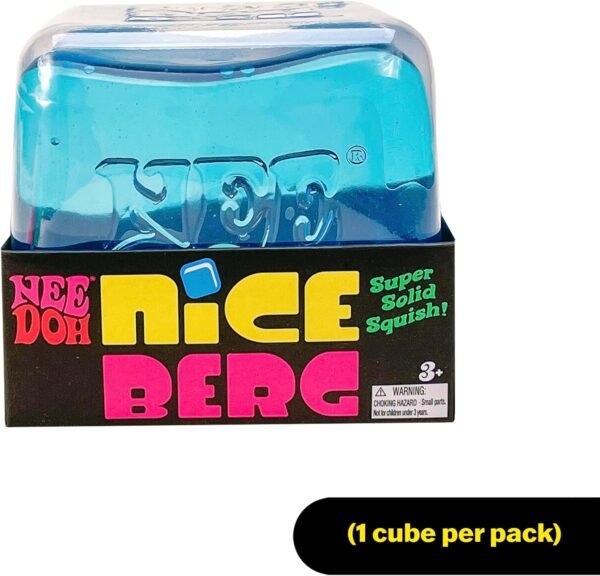 Oversized translucent blue NeeDoh Nice Berg squishy sensory cube