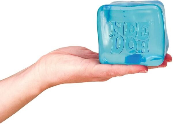 Oversized translucent blue NeeDoh Nice Berg squishy sensory cube