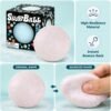 Pink NeeDoh Snowball squishy resting on a desk