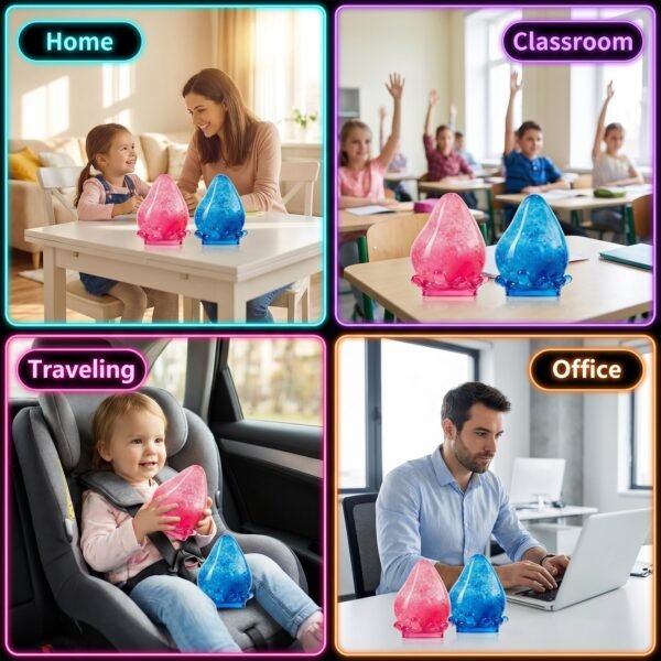 p04_81uG7csu1tL_a6aaa36e_d101_4fe3-1.jpg Blue NeeDoh Dream Drop squishy raindrop resting on its clear splash display stand