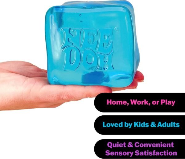 Oversized translucent blue NeeDoh Nice Berg squishy sensory cube