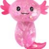 Glitter axolotl squishy toy 2-pack in pink and blue