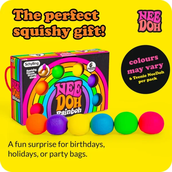 NeeDoh Rainbow 6-Pack Mini Stress Balls in All Six Colours