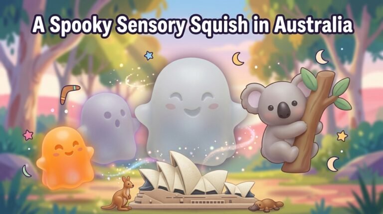 Cute translucent ghost squishy toys with a small koala and Sydney Opera House for NeeDoh Ghost blog in Australia